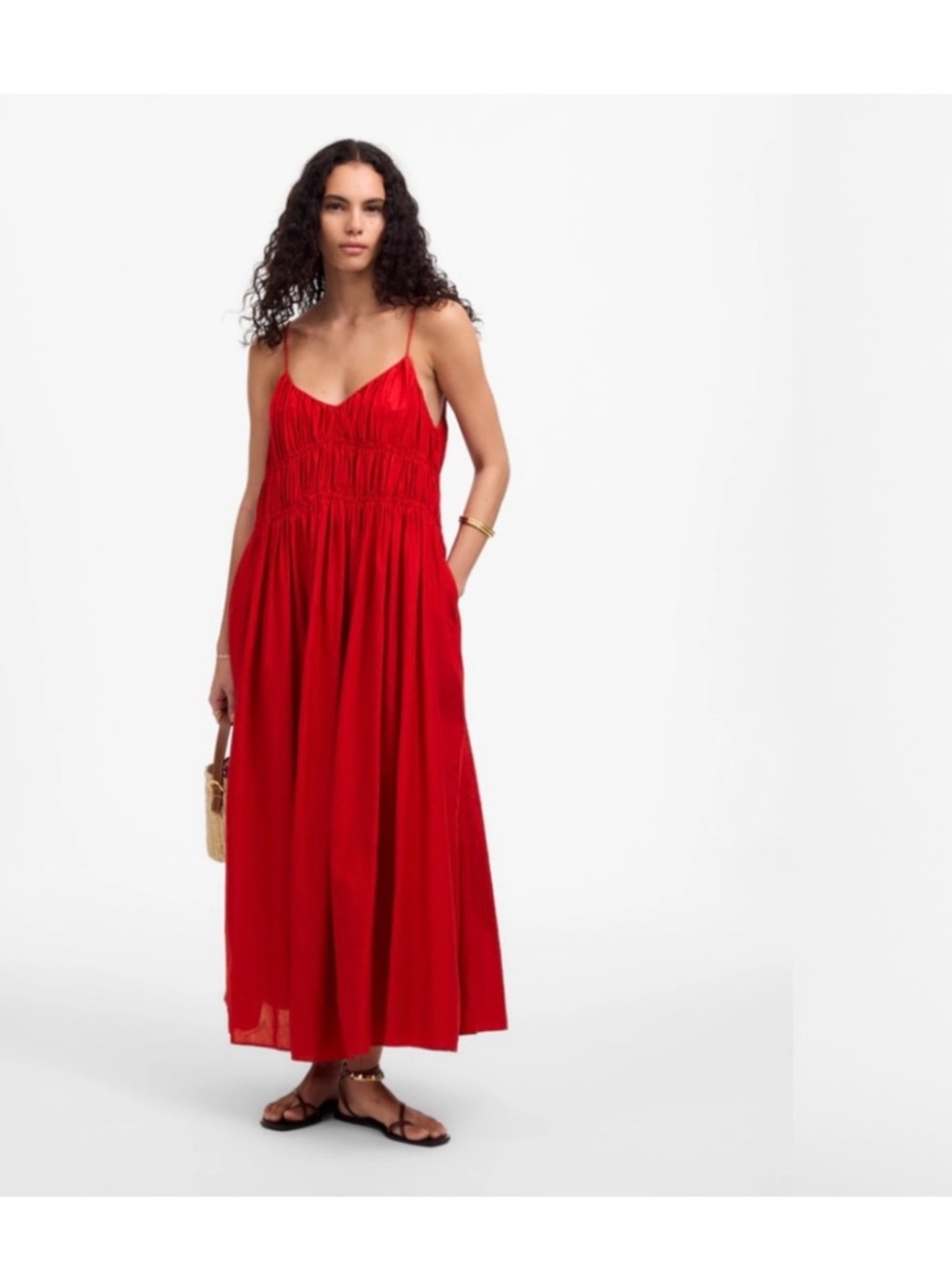 Madewell Textured V-Neck Midi Dress